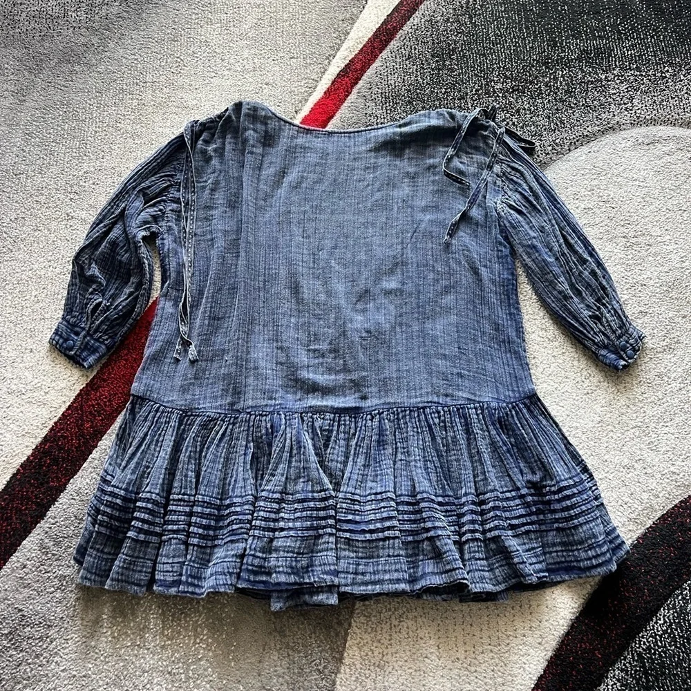 Free People Washed Ashore Indigo Long Sleeve Dress